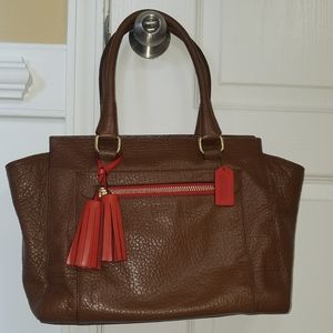 Coach Carry all Legacy  Textured W/Tassels Tote